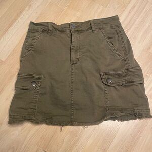 Military Green Garage Cargo Skirt